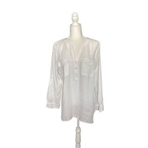 Talbots Linen Lightweight Classic White Linen Gauzy Tunic Top